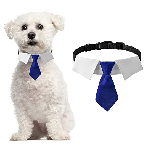 HACRAHO Hundehalsband, 1 Stück Hunde-Smoking-Halsband mit blauer Krawatte, formell, verstellbar, Hochzeit, Haustier, Krawattenhalsband für kleine, mittelgroße Hunde, S von HACRAHO
