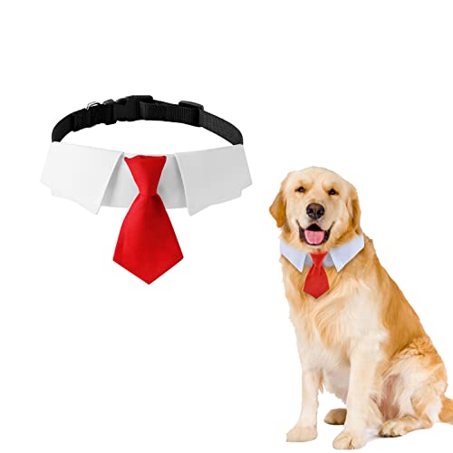 HACRAHO Hundehalsband, 1 Stück, rot, formell, Smoking-Halsband, verstellbar, für Hunde, Hochzeit, Krawatte, Halsband für mittelgroße und große Hunde von HACRAHO