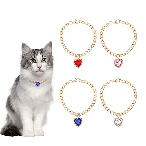 HACRAHO Hundehalsband, 4 Stück, verstellbare Hundekette mit abnehmbaren Strass-Anhänger, goldfarben, modische Haustierkette für Katzen, Hunde, Welpen HACRAHO Hundehalsband, 4 Stück, verstellbare Hundekette mit abnehmbaren Strass-Anhänger, goldfarben, modische Haustierkette für Katzen, Hunde, Welpen von HACRAHO