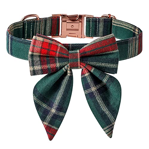 HACRAHO Hundehalsband mit Schleife, 1 Packung Hundehalsband mit abnehmbarer Fliege Plaid Hundehalsband mit Metallschnalle und abnehmbarer Schleife für kleine, mittelgroße und große Hunde, Grün HACRAHO Hundehalsband mit Schleife, 1 Packung Hundehalsband mit abnehmbarer Fliege Plaid Hundehalsband mit Metallschnalle und abnehmbarer Schleife für kleine, mittelgroße und große Hunde, Grün von HACRAHO