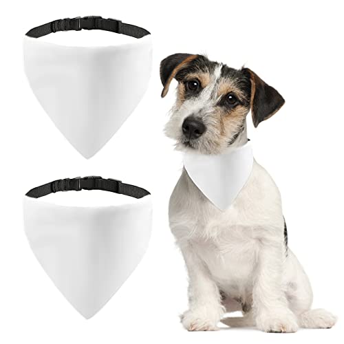 HACRAHO Hundehalstuch, 2 Stück, einfarbig, weiß, zum Selbermachen, Hundehalstuch, Bandanas mit abnehmbarem Halsband für kleine, mittelgroße Hunde, M von HACRAHO