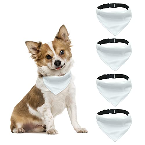 HACRAHO Hundehalstuch, 4 Stück, einfarbig, weiß, Dreieckstuch, Dreieckstuch, Halstuch, mit verstellbarer Schnalle, für mittelgroße und große Hunde, L von HACRAHO