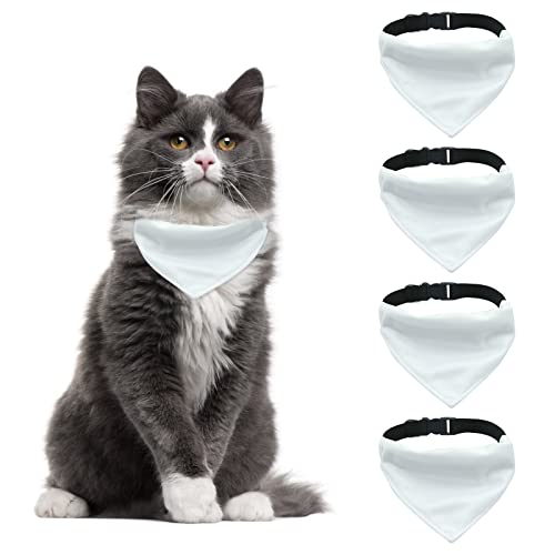 HACRAHO Hundehalstuch, 4 Stück, weiß, Dreiecks-Hundehalstuch mit verstellbarer Schnalle, Sublimation, blanko, für Hunde und Katzen, Größe S von HACRAHO