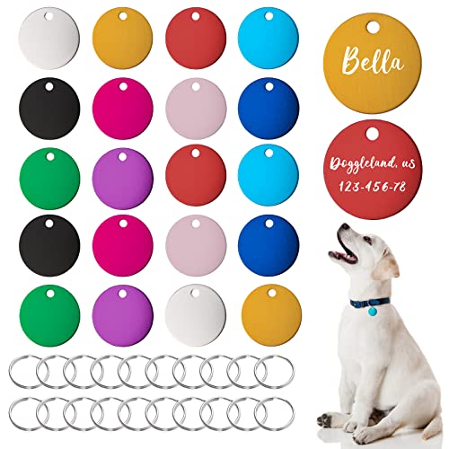 HACRAHO Hunde-ID-Tags, rund, blanko, doppelseitig, mit 20 Schlüsselringen für Hunde und Welpen, 2,5 x 2,5 cm, 20 Stück HACRAHO Hunde-ID-Tags, rund, blanko, doppelseitig, mit 20 Schlüsselringen für Hunde und Welpen, 2,5 x 2,5 cm, 20 Stück von HACRAHO