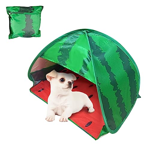 HACRAHO Hundestrandzelt Sonnenschutz, 1 Pack Wassermelone Tragbarer Sonnenschutz Automatisches Pop-up Strandzelt Mini Hundekatzenzelt Haustierschutz für drinnen und draußen, M, S4-P1172-W von HACRAHO