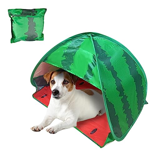 HACRAHO Hundestrandzelt Sonnenschutz, 1 Pack Wassermelone Tragbares automatisches Pop-up Sonnenschutzzelt Sofortiges Sonnendach für Welpen kleine Haustiere, L von HACRAHO