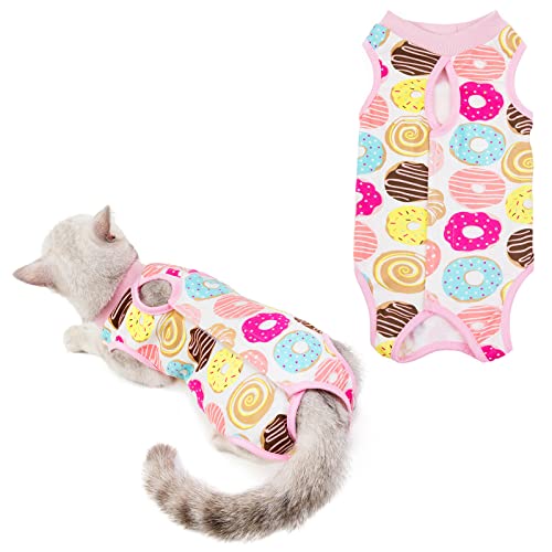 HACRAHO Katzenrettungsanzug, 1 PCS Donut Pattern Cat Recovery Suit Und Atmungsaktives Cat Surgery Schutzhemd Nach Recovery Surgery Für Katzen, Brustumfang 17.32" von HACRAHO