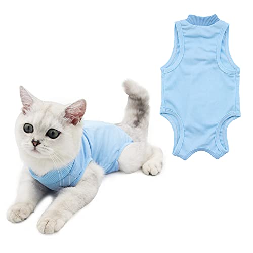 HACRAHO Katzen-Genesungsanzug, 1 Stück, blau, für chirurgische Erholung, atmungsaktiv, nach Operationen, Anzug für Katzen, M von HACRAHO
