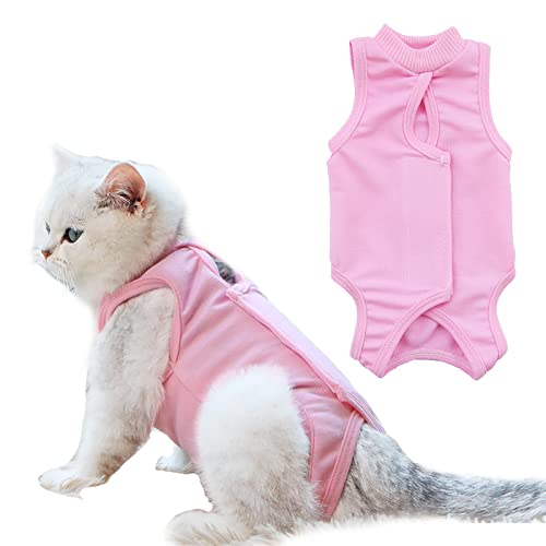 HACRAHO Katzen-Genesungsanzug, 1 Stück, rosa, weich, atmungsaktiv, für die Genesung von Katzen, E-Kragen, Wundheilung, Erholungsanzug, nach Operationen, für Katzen, Kätzchen, S von HACRAHO