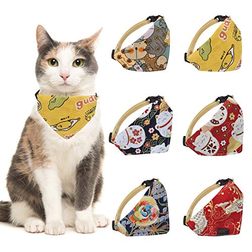HACRAHO Katzenhalstuch-Halsband, 6 Stück, verstellbar, für Hunde und Katzen, Halstuch, dreieckig, mit verstellbarer Schnalle für Katzen, kleine Hunde HACRAHO Katzenhalstuch-Halsband, 6 Stück, verstellbar, für Hunde und Katzen, Halstuch, dreieckig, mit verstellbarer Schnalle für Katzen, kleine Hunde von HACRAHO
