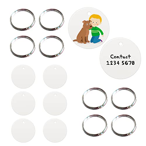 HACRAHO Leere Erkennungsmarken, 8 Stück Sublimations-Erkennungsmarken Mit 8 Schlüsselringen Doppelseitige Aluminium-Hundemarken-Rohlinge Für Hunde Katzen Haustiere, Runde HACRAHO Leere Erkennungsmarken, 8 Stück Sublimations-Erkennungsmarken Mit 8 Schlüsselringen Doppelseitige Aluminium-Hundemarken-Rohlinge Für Hunde Katzen Haustiere, Runde von HACRAHO
