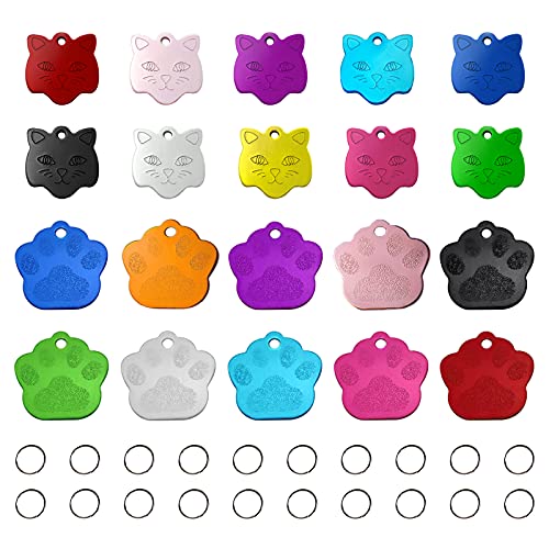 HACRAHO Personalisierte Hundemarke, 20 Stück gravierte Hundemarken mit niedlichen Mustern, Aluminium, buntes Haustier-Namensschild mit 20 Schlüsselringen für Hunde und Katzen HACRAHO Personalisierte Hundemarke, 20 Stück gravierte Hundemarken mit niedlichen Mustern, Aluminium, buntes Haustier-Namensschild mit 20 Schlüsselringen für Hunde und Katzen von HACRAHO