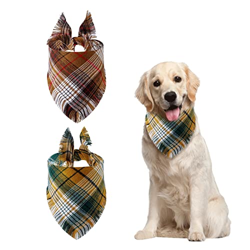 HACRAHO Plaid Hundehalstuch, 2 Stück, waschbar, Herbst, Haustier, Hundehalstuch, wendbar, Dreieck, Hundeschal mit Quasten-Stil, Zubehör für kleine, mittelgroße und große Hunde, Katzen, Haustiere HACRAHO Plaid Hundehalstuch, 2 Stück, waschbar, Herbst, Haustier, Hundehalstuch, wendbar, Dreieck, Hundeschal mit Quasten-Stil, Zubehör für kleine, mittelgroße und große Hunde, Katzen, Haustiere von HACRAHO