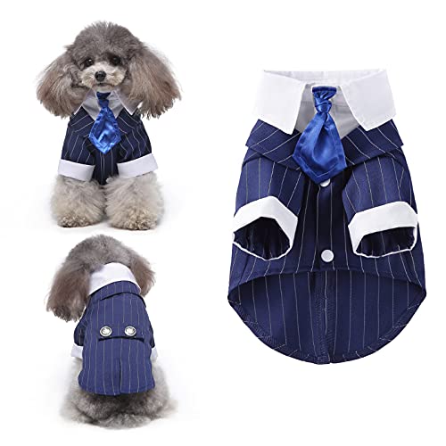 HACRAHO Smoking für Hunde, Hochzeit, 1 Stück, blau, für Hunde, Hochzeit, Party, Kostüm, formelle Business-Streifen, Smoking, Kleidung für kleine Hunde, Katzen, Welpen, Brustumfang 43 cm HACRAHO Smoking für Hunde, Hochzeit, 1 Stück, blau, für Hunde, Hochzeit, Party, Kostüm, formelle Business-Streifen, Smoking, Kleidung für kleine Hunde, Katzen, Welpen, Brustumfang 43 cm von HACRAHO