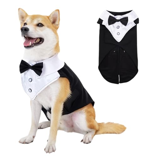 HACRAHO Smokinganzug für Hunde, 1 Stück, schwarz, formelle Hundekleidung, Hemd, Kostüm, Hochzeit, Party, Anzug für Hunde, Größe XXL von HACRAHO