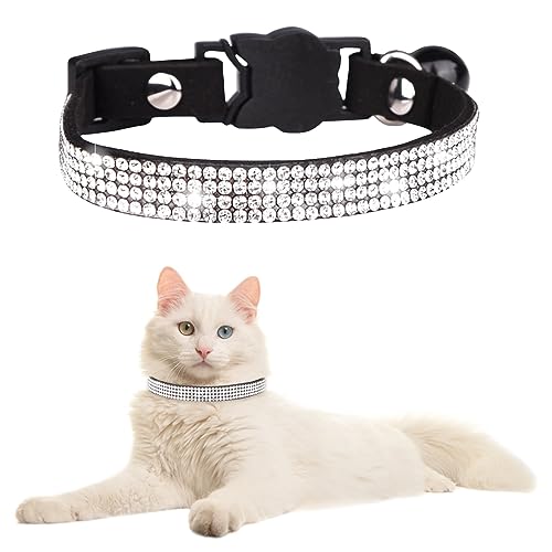 HACRAHO Strass Hundehalsband, 1 Packung Bling Diamant Haustier Halsband Bling Mädchen Welpen Katze Halsband für Kleine Hunde Katzen, Schwarz von HACRAHO