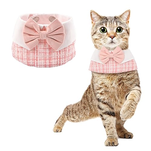 HACRAHO Tux Dog Bowtie, 1 Pack Pink Cat Smoking Collar Plaid Formale Puppy Bow Tie Smoking Collar for Small Dogs Cats for Wedding Birthday Party, S von HACRAHO