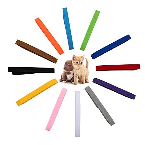 HACRAHO Welpen ID-Halsband, 48 Stück Wiederverwendbare Neugeborenen Welpenhalsbänder Verstellbare Welpen Welpenhalsbänder für Neugeborene Hund Katze, 12 Farben von HACRAHO