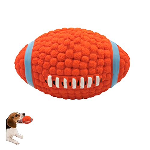 HADAVAKA Dog Toy Ball, Squeaky Latex Rubber Dogs Toys Balls, Bite Resistant Teeth Training Toys for Dogs, Interactive Dog Toys, Dog Teething Toys for Outdoor, for All Dog Interactive Play (Rugby) von HADAVAKA