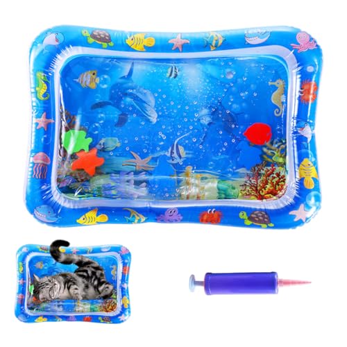 HADAVAKA Inflatable Water-Filled Pet Water Sensory Mat, Cat Cooling Mat for Summer, Thickened Interactive Cat Toy with Sea Design, Cool Comfort Inflatable Water Mat Summer (Dolphins) von HADAVAKA