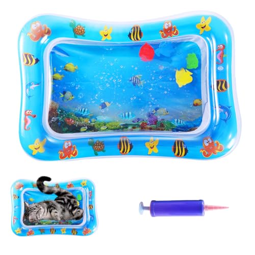 HADAVAKA Inflatable Water-Filled Pet Water Sensory Mat, Cat Cooling Mat for Summer, Thickened Interactive Cat Toy with Sea Design, Cool Comfort Inflatable Water Mat Summer (Fish) von HADAVAKA