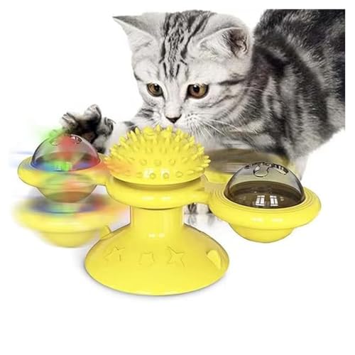 HADAVAKA Katze Dreht Windrad Spielzeug Drehscheibe Lustige Kätzchen Spielzeug Mit Led-licht Ball 3 In 1 Für Kau-übung Multifunktionale Lustige Katze Spinner Wand Montiert übung Mit Saugnapf (Yellow) HADAVAKA Katze Dreht Windrad Spielzeug Drehscheibe Lustige Kätzchen Spielzeug Mit Led-licht Ball 3 In 1 Für Kau-übung Multifunktionale Lustige Katze Spinner Wand Montiert übung Mit Saugnapf (Yellow) von HADAVAKA