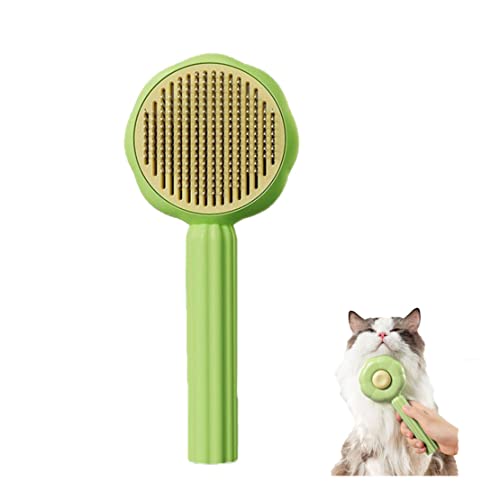 HADAVAKA Pet Hair Cleaner Brushes, with Hair Removal Button, Self Cleaning Dog and Cat Brushes, Pet Self Cleaning Shedding Brushes Massage Combs for Cats and Dogs, for Short Long Cur (Green) von HADAVAKA