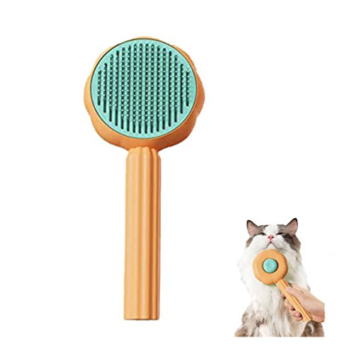 HADAVAKA Pet Hair Cleaner Brushes, with Hair Removal Button, Self Cleaning Dog and Cat Brushes, Pet Self Cleaning Shedding Brushes Massage Combs for Cats and Dogs, for Short Long Cur (Orange) von HADAVAKA