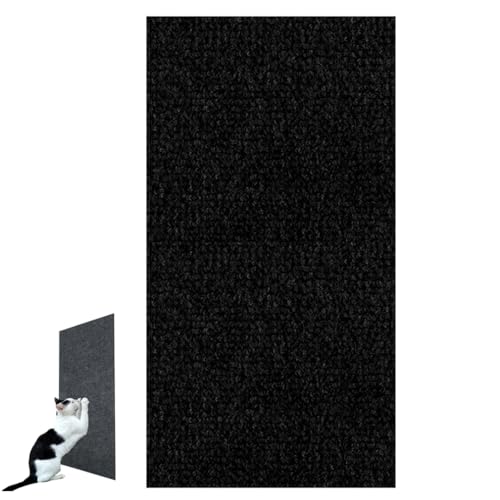 Wandaufkleber Katze Scralching Matte Trimmbarer Selbstklebender Teppich-katzenmattenmatten-pad Bodenschutzmodell-kratzstopper Stab Auf Boden Und Wand Fleißige Katzenklettermatte (L,Black) von HADAVAKA