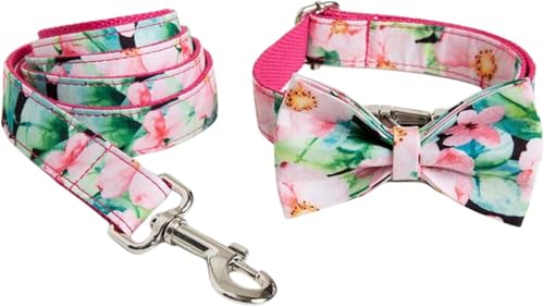 Das Comfort-Hundehalsband, modisch bedrucktes Hundehalsband und Leine-Set, verstellbares Hundehalsband mit Fliege und Schnellverschluss-Metallschnalle, verdrehsichere Leine for kleine, mittelgroße und Das Comfort-Hundehalsband, modisch bedrucktes Hundehalsband und Leine-Set, verstellbares Hundehalsband mit Fliege und Schnellverschluss-Metallschnalle, verdrehsichere Leine for kleine, mittelgroße und von HAFEISI