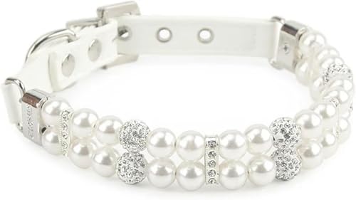 Die Komfort-Hundehalsbänder, luxuriöses Hundehalsband, handgefertigtes Perlen-Hundehalsband, verstellbares PU-Leder, elegante Katzenhalsbänder mit Kristall-Strasssteinen for kleine Hunde, Welpen, Katz Die Komfort-Hundehalsbänder, luxuriöses Hundehalsband, handgefertigtes Perlen-Hundehalsband, verstellbares PU-Leder, elegante Katzenhalsbänder mit Kristall-Strasssteinen for kleine Hunde, Welpen, Katz von HAFEISI