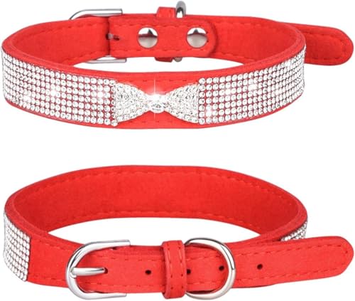 Die Komfort-Hundehalsbänder, süßes Bling-Hundehalsband mit glänzender Schleife for Mädchen und Jungen, personalisiertes Hundehalsband mit Strasssteinen for kleine, mittelgroße und große Welpen und Kät Die Komfort-Hundehalsbänder, süßes Bling-Hundehalsband mit glänzender Schleife for Mädchen und Jungen, personalisiertes Hundehalsband mit Strasssteinen for kleine, mittelgroße und große Welpen und Kät von HAFEISI