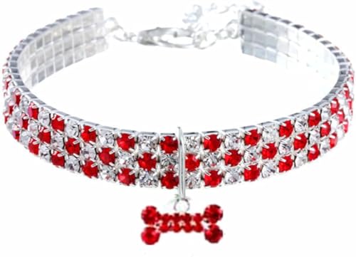 Die komfortablen Hundehalsbänder, Bling-Strass-Hundehalsbänder, verstellbares Katzen-Hundehalsband mit Diamant-Glitzer-Anhänger, Hundehalsbänder, Haustier-Halskette for kleine, mittelgroße und große H Die komfortablen Hundehalsbänder, Bling-Strass-Hundehalsbänder, verstellbares Katzen-Hundehalsband mit Diamant-Glitzer-Anhänger, Hundehalsbänder, Haustier-Halskette for kleine, mittelgroße und große H von HAFEISI