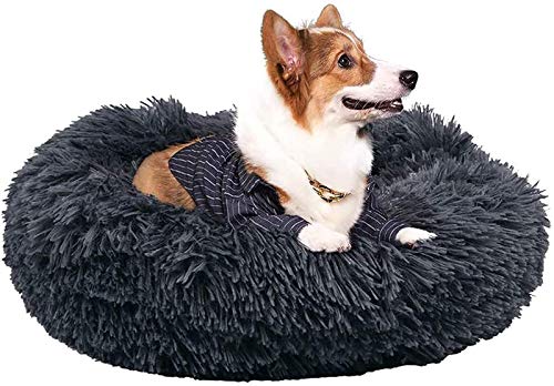HAFEISI Kleines Haustierbett, Haustierbett, Hundebett, Katzenhöhle, Hundesofa, orthopädisches Bett for kleine, mittelgroße und große Hunde, donutförmige Haustiere.(Dark Gray,80cm) von HAFEISI