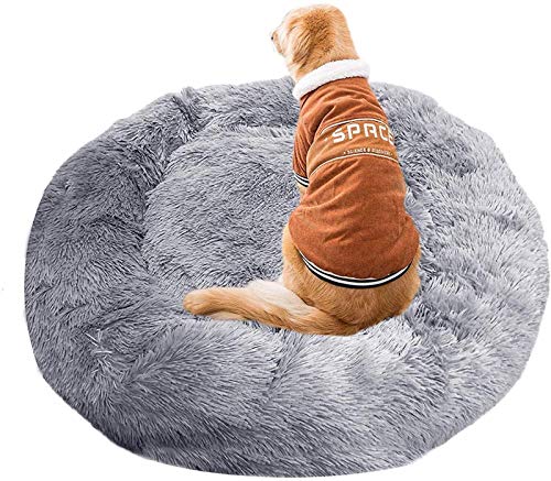 HAFEISI Kleines Haustierbett, Haustierbett, Hundebett, Katzenhöhle, Hundesofa, orthopädisches Bett for kleine, mittelgroße und große Hunde, donutförmige Haustiere.(Light Gray,60cm) von HAFEISI