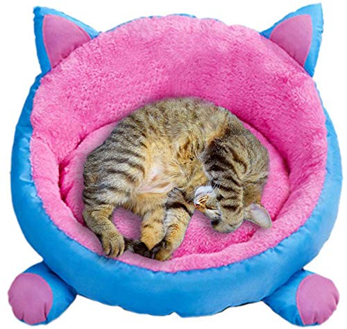 HAFEISI Kleines Haustierbett, Katzenbett, Haus, Plüsch-Katzenpfotenkissen, Matte, Sofa for Katzenzubehör, kleines Hundebett for Welpen, Kätzchen, Katzenbedarf(Pink,M) von HAFEISI