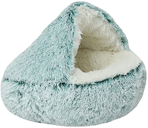 Kleines Haustierbett, Winter-Katzenbett, Höhle, Plüsch, rund, Donut-Iglu-Betten, dicker, flauschiger Katzenschlafsack, Bett, Kapuzenkörbe for kleine und mittelgroße Katzen und Hunde(Green,65x65cm/25.5 Kleines Haustierbett, Winter-Katzenbett, Höhle, Plüsch, rund, Donut-Iglu-Betten, dicker, flauschiger Katzenschlafsack, Bett, Kapuzenkörbe for kleine und mittelgroße Katzen und Hunde(Green,65x65cm/25.5 von HAFEISI