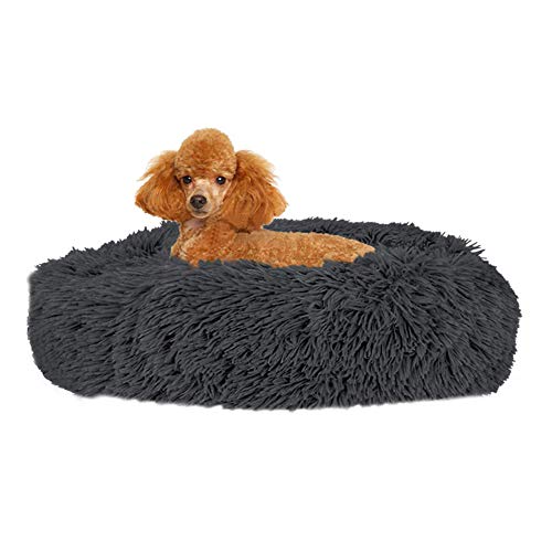 Kleines Haustierbett, luxuriöses Hundebett, orthopädisch, bequemes Donut-Kuschelkissen for Hunde, weiche, warme Zwingermatten, wasserdichtes Haustierbett for große, extra große Hunde,(Gray,Diameter:11 von HAFEISI