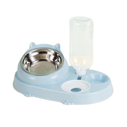 2-in-1 Katzen- & Hundenapf | Futter- & Wassernapf aus robustem Kunststoff | Auslaufsicher & Leicht zu Reinigen | Für Innen & Außen | Ideal für schnelle Fresser & wählerische Haustiere (A Blue) von HAFNFUE