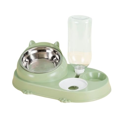 2-in-1 Katzen- & Hundenapf | Futter- & Wassernapf aus robustem Kunststoff | Auslaufsicher & Leicht zu Reinigen | Für Innen & Außen | Ideal für schnelle Fresser & wählerische Haustiere (A Green) von HAFNFUE