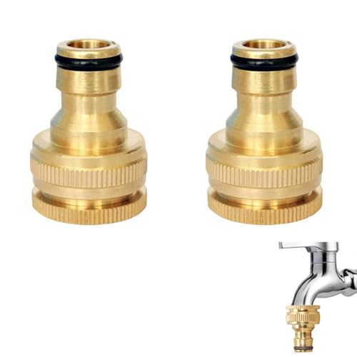 HAFRILY 2PCS Gardena Anschluss Messing Gardena Hahnverbinder für Schlauchanschluss 1/2 Zoll und Schlauchanschluss 3/4 Zoll Schlauchverbinder (Innengewinde) von HAFRILY