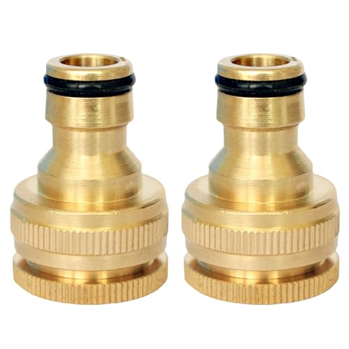 HAFRILY 2PCS Gardena Anschluss Messing Gardena Hahnverbinder für Schlauchanschluss 1/2 Zoll und Schlauchanschluss 3/4 Zoll Schlauchverbinder (Innengewinde) von HAFRILY