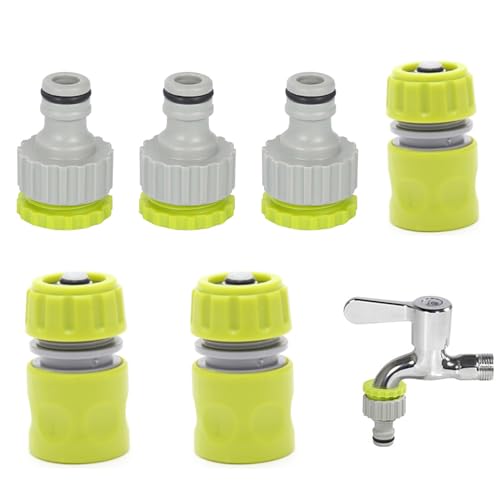 HAFRILY 6PCS Schlauchanschluss für 1/2 Zoll Schlauchanschluss und 3/4 Zoll Schlauchanschluss Schlauchverbinder für Garten Wasserhahn Schnellkupplung Gartenschlauch Anschluss von HAFRILY
