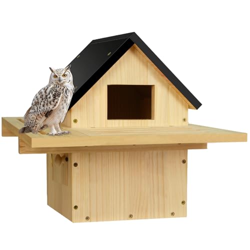 Eulenhaus, Screech Holz Eule Nistkasten, wetterfestes Design mit Vogelständer, große Öffnung, montiertes Vogelhaus für Garten & Outdoor Eulenhaus, Screech Holz Eule Nistkasten, wetterfestes Design mit Vogelständer, große Öffnung, montiertes Vogelhaus für Garten & Outdoor von HAFTKD