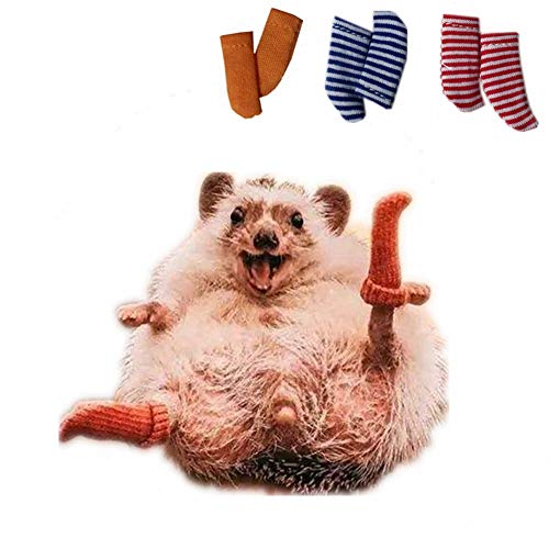 3 Paar handgefertigte winzige Socken für Igel, Hamster, kleine Tiere, dehnbare Socken, Nagelpflege, Kleidung, Zubehör Foto-Requisiten, Weihnachten, Geburtstag, Haustier-Shows, Cosplay (3 Paar) von HAICHEN TEC