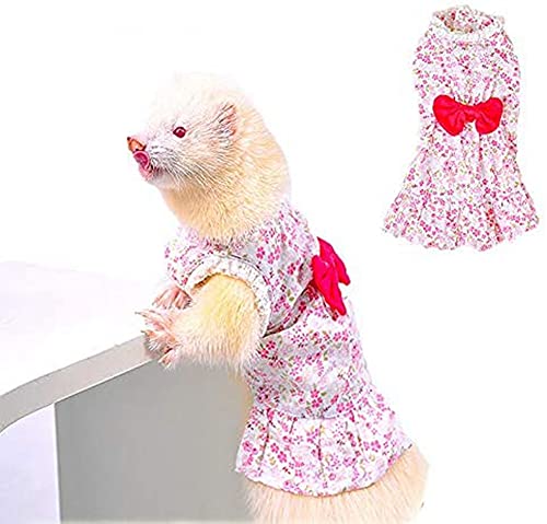HAICHEN TEC Ferrte Kleid, Frettchen Damen Vintage Kleidung Blumenkleid mit Schleife Set Haustier Kostüm Outfit für Kleintiere Haustier Frettchen Ratte Meerschweinchen Kätzchen Welpe von HAICHEN TEC