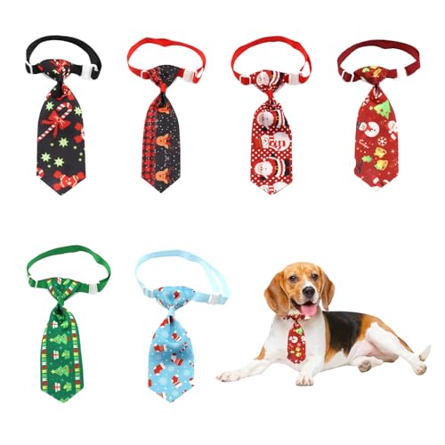 HAICN 6 x Weihnachts-Krawatten für Haustiere, verstellbar, für Hunde und Katzen, sortiert, niedlicher Stil, Pflegezubehör für Welpen, Kostüm, Bekleidung, Dekoration HAICN 6 x Weihnachts-Krawatten für Haustiere, verstellbar, für Hunde und Katzen, sortiert, niedlicher Stil, Pflegezubehör für Welpen, Kostüm, Bekleidung, Dekoration von HAICN