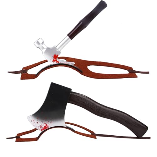 HAICN Blutige Axt Halloween-Kostüm, Haustier-Kopfbedeckung, Hunde-Kostüm, Cosplay, lustig, für Halloween-Party, 2 Stück von HAICN