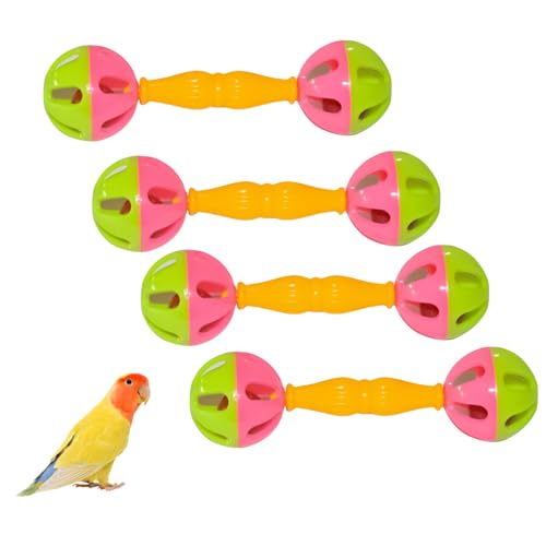 HAICN Papageienspielzeug, bunte Doppelkopfglocke, interaktives Papageienspielzeug für Nymphensittiche, Nymphensittiche, 4 Stück HAICN Papageienspielzeug, bunte Doppelkopfglocke, interaktives Papageienspielzeug für Nymphensittiche, Nymphensittiche, 4 Stück von HAICN