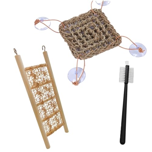 Einsiedlerkrabben-Kletterspielzeug, Einsiedlerkrebs-Zubehör für lebende Einsiedlerkrebse, Chamäleon, Hamster, Meerschweinchen, Seegras, Hängematten und Reptilienleiter, Brücken-Set mit kleiner Bürste Einsiedlerkrabben-Kletterspielzeug, Einsiedlerkrebs-Zubehör für lebende Einsiedlerkrebse, Chamäleon, Hamster, Meerschweinchen, Seegras, Hängematten und Reptilienleiter, Brücken-Set mit kleiner Bürste von HAISENGO